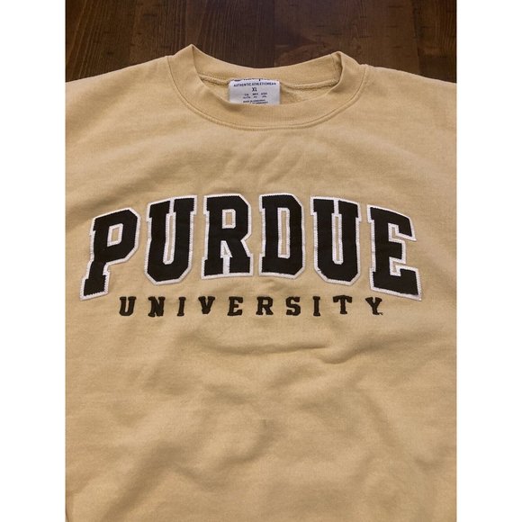 Purdue Boilermakers Sweatshirt Mens XL Gold LS Crew Neck Embroidered Spell out - Picture 4 of 9